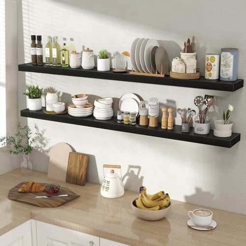 Acovy 55 Inch Floating Shelves for Wall 2 Pack, Wall Mounted Floating Shelf - Image 2