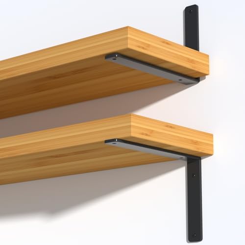 12 Pack - L 9" x H 6" x W1.5, 5mm Thick Black L Shelf Bracket, Iron Shelf - Image 6