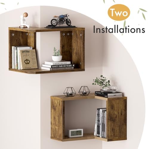 Floating Corner Shelf, 2-Tier Floating Shelf - Image 4