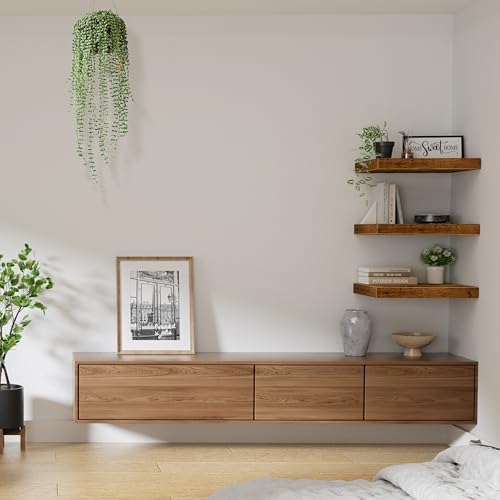 QEEIG 12" Deep Floating Projector Shelves Under TV Shelf - Image 5