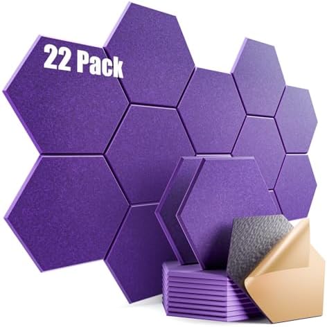 22 Pack Self-Adhesive Acoustic Panels 12" X 10" X 0.4" by Dailycooper