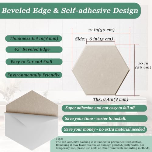 Hexagon Acoustic Panels, 12 Pack Self-Adhesive Sound Panels - Image 4