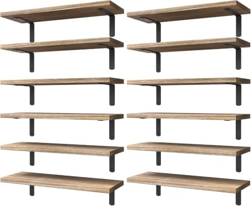 WOPITUES Wood Floating Shelves Set of 6, Shelves by WOPITUESOfficial