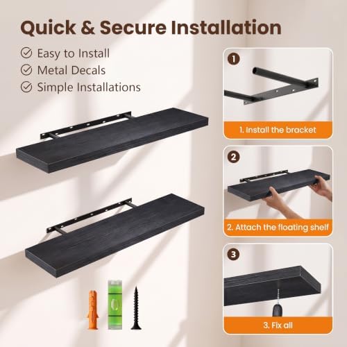 Lufia Floating Wall Shelves, MDF - Image 5