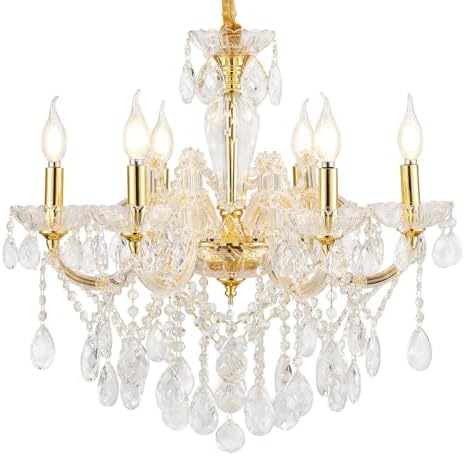YLONG-ZS 6-Light Crystal Gold Chandelier Light Fixture by YILONG-ZS