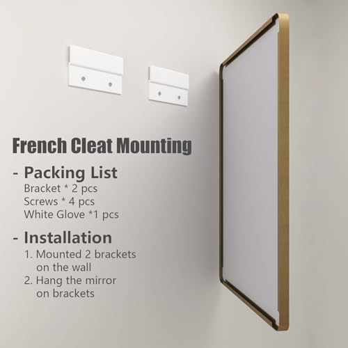 2 Pack of 22x30 Inch Gold Bathroom Mirror Metal Frame - Image 5