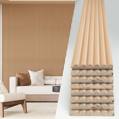 Art3d 108 x 5.7 Inch Fluted Wood Wall Paneling by Art3d