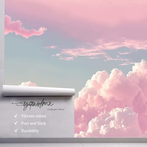 YQWDMX - 3D Pink Cloud Peel and Stick Wallpaper wall Mural Girl Kid's Room ZY08 - Image 4