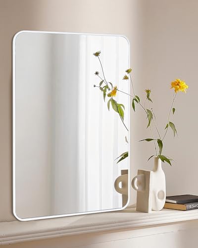 White Bathroom Mirror, 24 x 36 Inch Rectangle Wall Mirror - Image 2