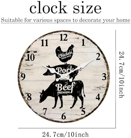 10 Inch Rustic Farmhouse Wall Clocks Battery Operated - Image 6