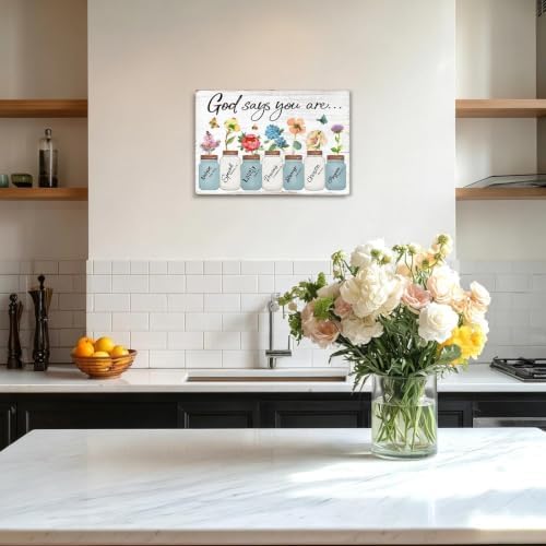 Inspirational Floral Canvas Wall Art: God Says You Are Positive Quotes Wall - Image 4