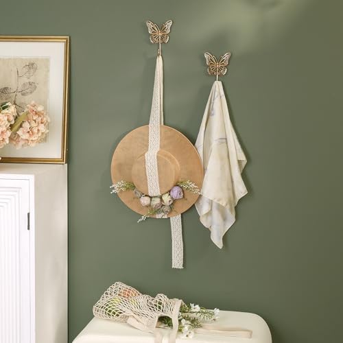 SOFFEE DESIGN 2PCS Gold Butterfly Wall Hooks, Openwork Metal Key Holders - Image 5