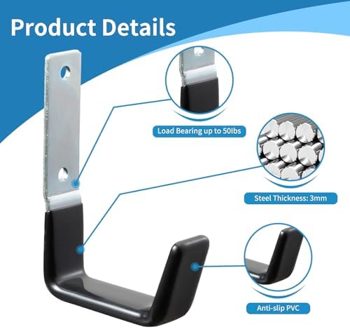 GeeWatom Heavy Duty Steel Garage Hooks, Garage Storage Utility Hooks, Anti-Slip - Image 3
