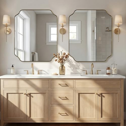 ANDY STAR 30"x36" Gold Bathroom Mirror, Brushed Brass Rectangle Mirror - Image 3