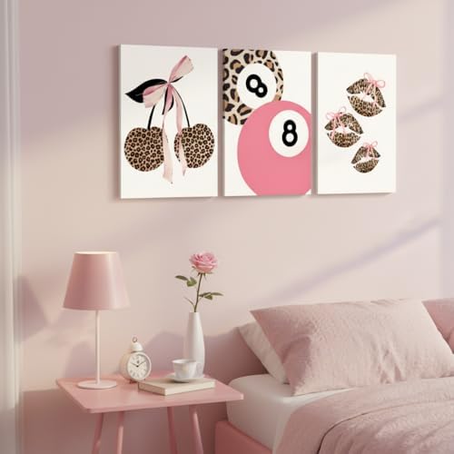 FTHMTN Pink Leopard Lucky 8 Ball Canvas Wall Art Set of 3, Framed 16x24in - Image 6