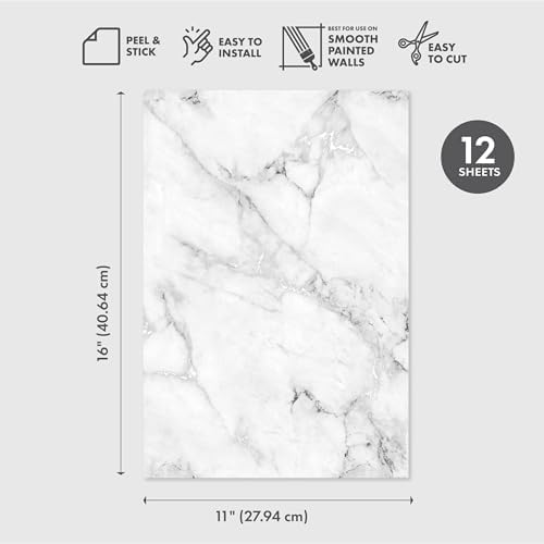 Main Street Peel and Stick Wallpaper Sheets, Carrara Marble - Image 2