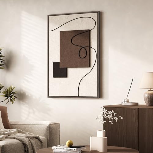 Framed Neutral Abstract Wall Art, 3D Textured Artwork - Image 5