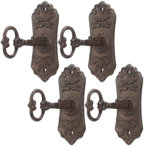 Pelopy 4 Pack Vintage Cast Iron Coat Hook Decorative Wall Hook by Pelopy