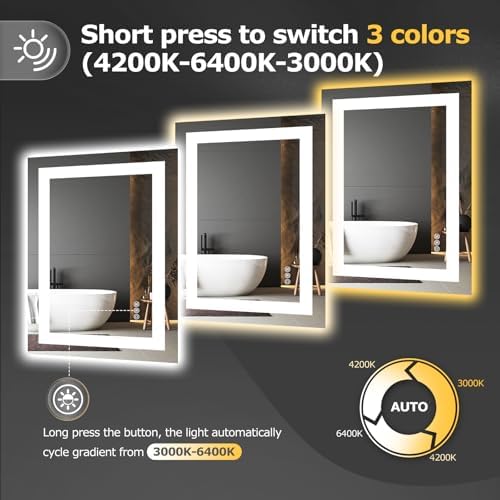 Hivone 20"X28" LED Bathroom Mirror - Image 4