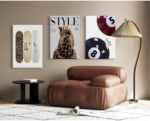 Trendy Cheetah Wall Decor Prints Preppy Leopard Wall Art Aesthetic Skateboard - Image 7