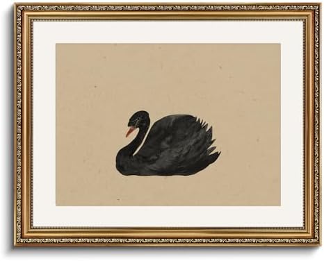 VIYYIEA Gold Framed Black Swan Wall Art Wildlife Canvas Print, 16×20 Inch by VIYYIEAART