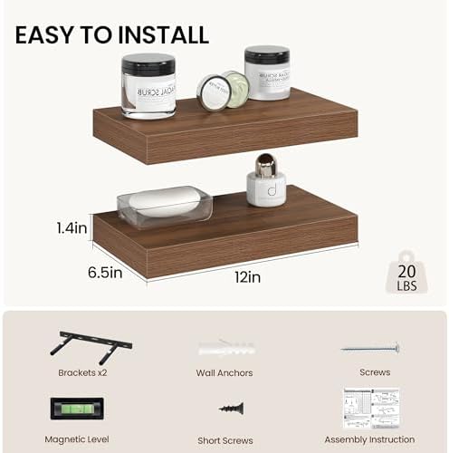 Vivelove 12 Inch Floating Shelves Wall Mounted - Image 3