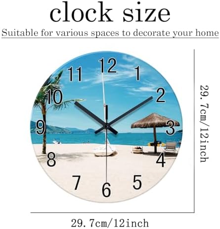 XFM Blue Beach Wall Clock 12 Inch Silent Non-Ticking - Image 6