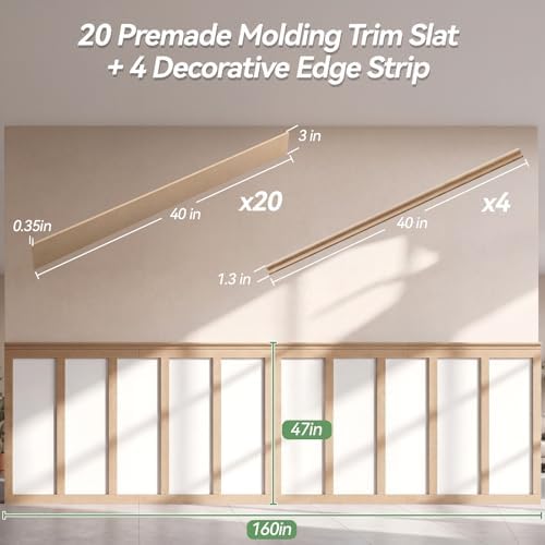 160'' L X 47'' W MDF Board and Batten Wall Panel Kits Paintable - Image 2