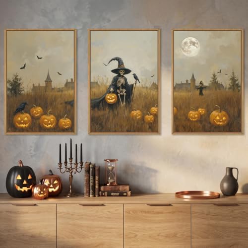 Celestdeco Halloween Ghost Reaper Framed Canvas Wall Art Set-16"x24"x3 - Image 2