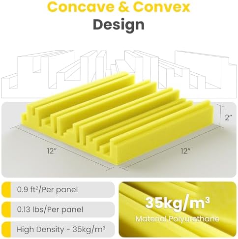 12 Pack Acoustic Foam Panels for Walls, Self-Adhesive Soundproofing Padding - Image 2