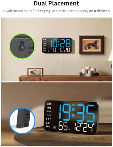 Abovsare Digital Wall Clock, Digital Clock Large Display, Corded LED Alarm - Image 5