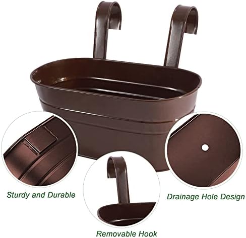 HowRU Metal Iron Flower Pots for Railing Fence Hanging Bucket Pots and Hanging - Image 3