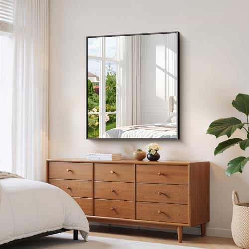 YIROMAN Bathroom Mirror 36"x40", Matte Black Bathroom Mirror - Image 4