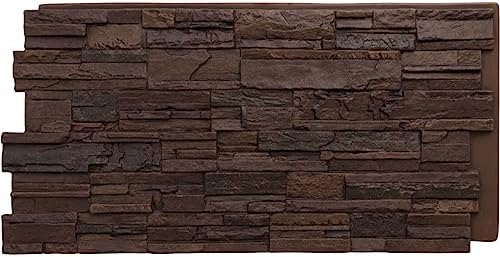 EverStone Cascade Faux Stone Panel, 48 5/8"W x 24 3/4"H x 1 1/4"D, Deep Creek by EkenaMillwork