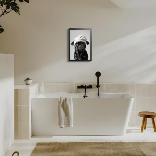 Funny Pug Bathroom Wall Art, Cute Dog Bath Canvas Print Poster, Farmhouse - Image 7