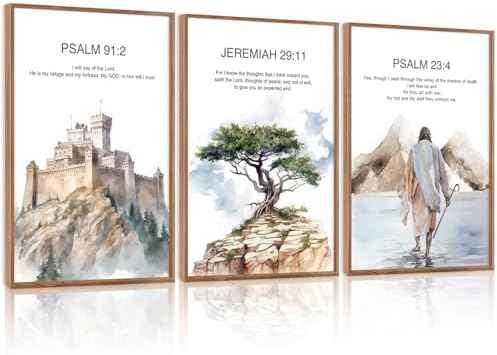 CHDITB Christian Bible Verse Framed Canvas Wall Art Set, Scripture Prints by CHDITB