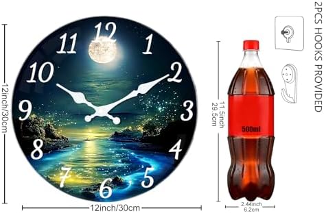 12Inch Silent Glass Wall Clock Non Ticking, Wall Clocks Battery Operated - Image 3