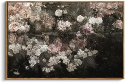 InSimSea Framed Canvas Wall Art Vintage Decor, Home Decor Garden in May Flower by InSimSeaArt