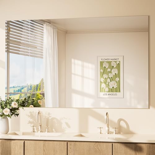 TETOTE Frameless Mirror 60" x 36" Large Tempered Wall Mirror by TETOTE