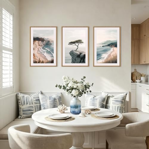 Amalfi Coastal Seascape Framed Canvas Wall Art Set-16"x24"x3 - Image 2
