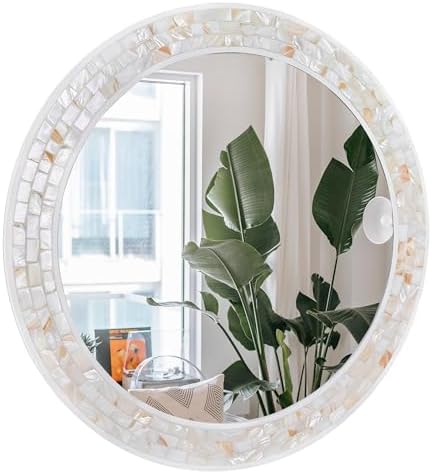 30 Inch Round Wall Mirror with White Frame by DUQIMOWALLMIRRORS