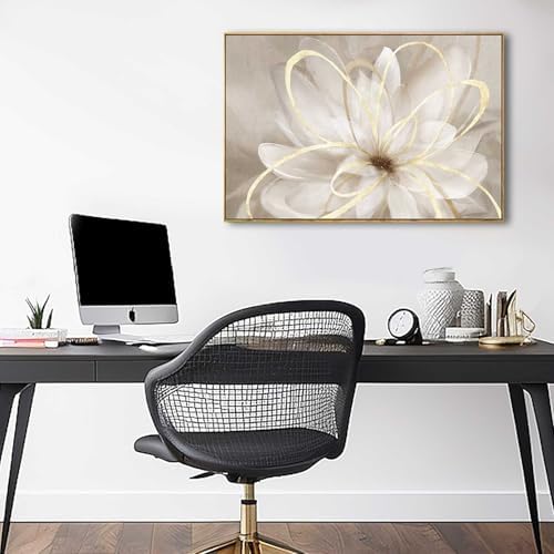 SOUGUAN White Flower Picture Gold Botanical Paintings - Image 5