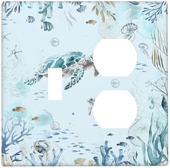 Wallplates Teal Blue Ocean Sea Turtle Seabed Plants 1 Toggle 1 Duplex Switch by Lightswitchcovers