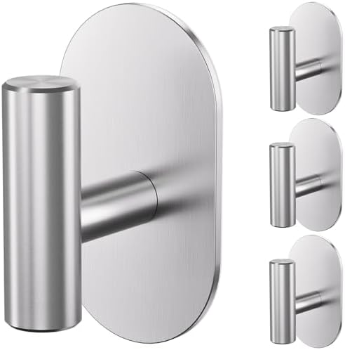 Aikzik Silver Adhesive Hooks Heavy Duty-Max 26lb, Wall Hooks by Aikzik