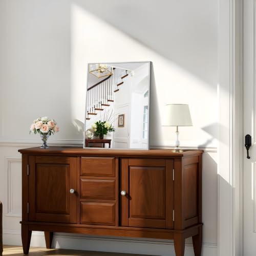 KOCUUY Silver Framed Mirror, HD Tempered Glass, Anti-Rust Frame, Modern Design - Image 5