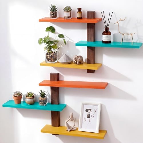 Pinkunn 2 Pack Floating Wall Shelf Mid Century Decor, Mid Century, 3 Tier by Pinkunn