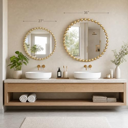 Madison Park 36 inch Gold Round Mirror, Round Mirrors - Image 2