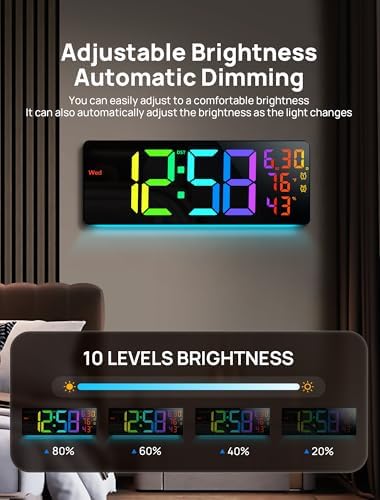 MASHI 17.3" Large Digital Wall Clock, 11 RGB Color Display - Image 5