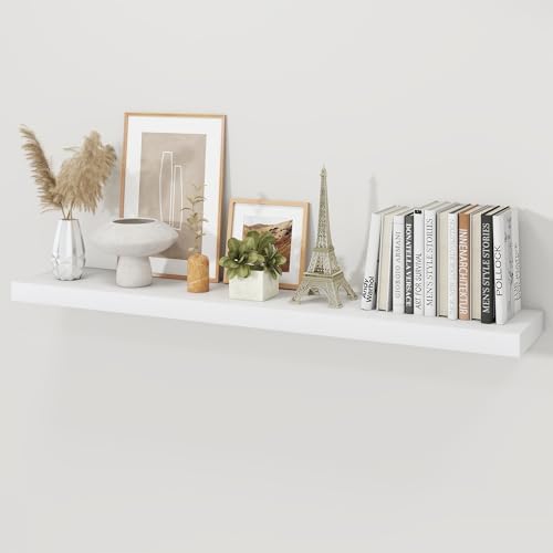 48" White Floating Shelves Wood Wall Shelf by Ornawit