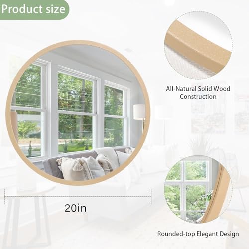 JJUUYOU Circle Wall Mirror 20 Inch Round Wall Mirror - Image 2